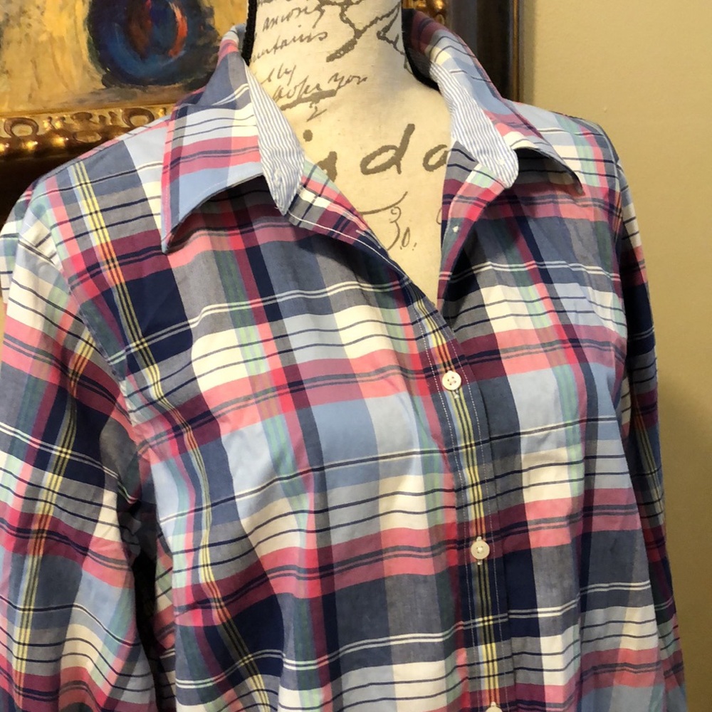 Chaps Plaid & stripes lightweight cotton long sleeve classic button-down shirt
